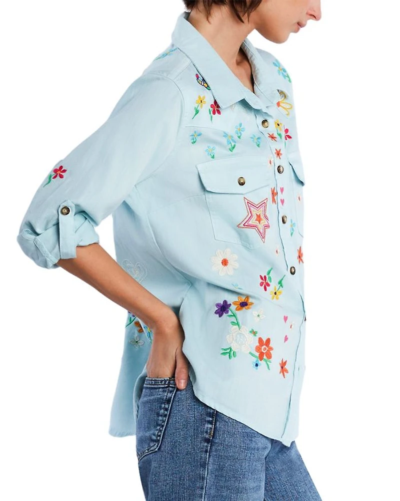 Sketchbook Embroidered Denim Shirt
