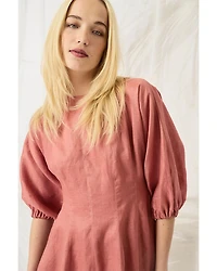 Linen Long Sleeve Mini Dress