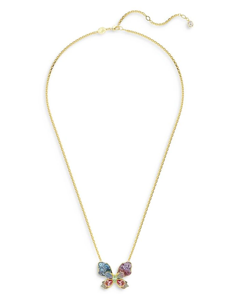 Idyllia Multicolor Crystal Butterfly Pendant Necklace, 25.5"-29.5"