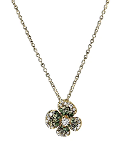 Miseno Jewelry 18K Yellow Gold Ischia Diamond & Tsavorite Clover Pendant Necklace, 16-18
