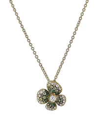 Miseno Jewelry 18K Yellow Gold Ischia Diamond & Tsavorite Clover Pendant Necklace, 16-18