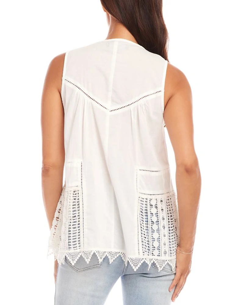 Petite Lace Trim Sleeveless Top