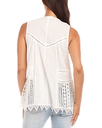 Petite Lace Trim Sleeveless Top