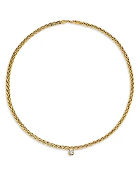 Yvonne Leon 18K White & Yellow Gold Collier Palmier Flottant Diamond Solitaire Collar Necklace, 17.71