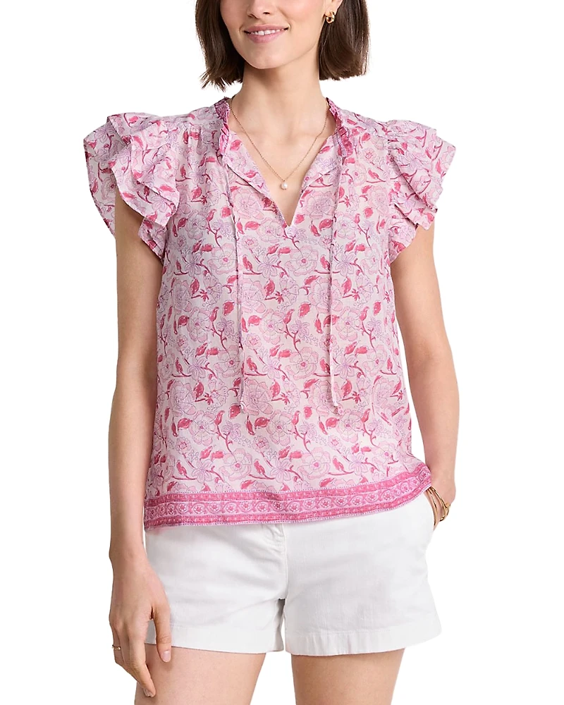 Vineyard Vines Ruffled Sleeve Top