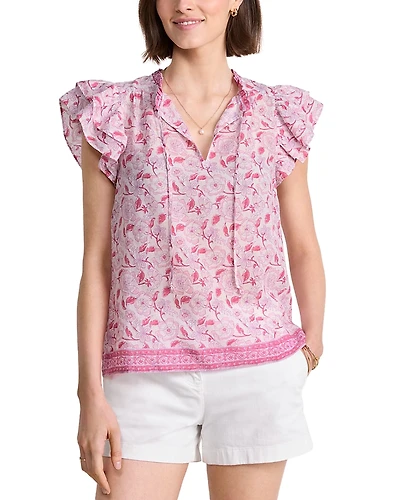 Vineyard Vines Ruffled Sleeve Top