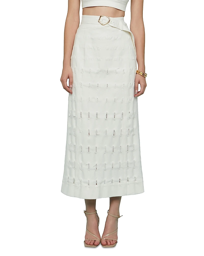 Amur Jay Textured Twill Midi Skirt