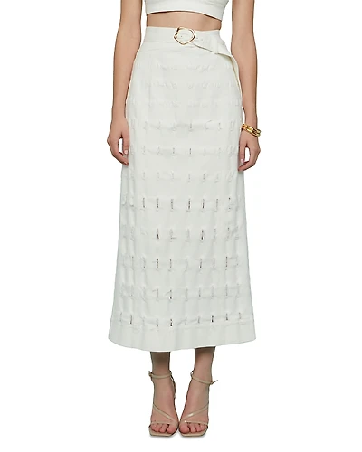 Amur Jay Textured Twill Midi Skirt