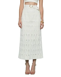 Amur Jay Textured Twill Midi Skirt