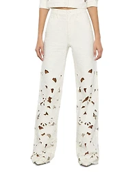 Weezy High Rise Embroidered Eyelet Pants