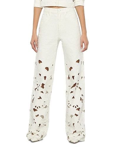 Alice and Olivia Weezy High Rise Embroidered Eyelet Pants