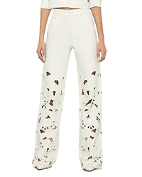 Alice and Olivia Weezy High Rise Embroidered Eyelet Pants