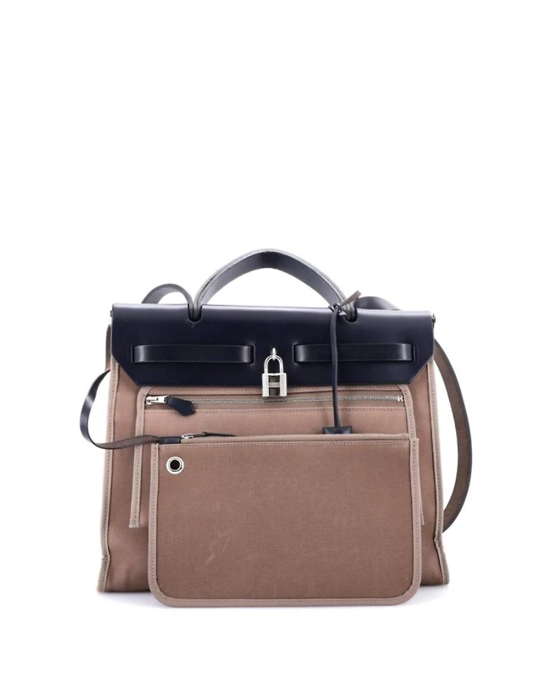 Pre-Owned HERMES Pre-Owned Hermes 31 Herbag Zip Leather and Toile