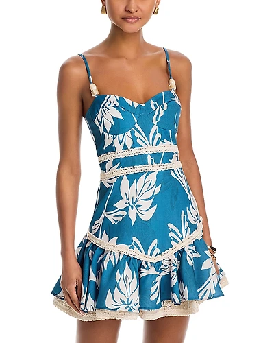 PatBO Artichoke Crochet Trim Mini Dress