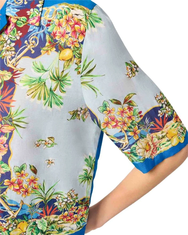 Patterned Cropped Shirt