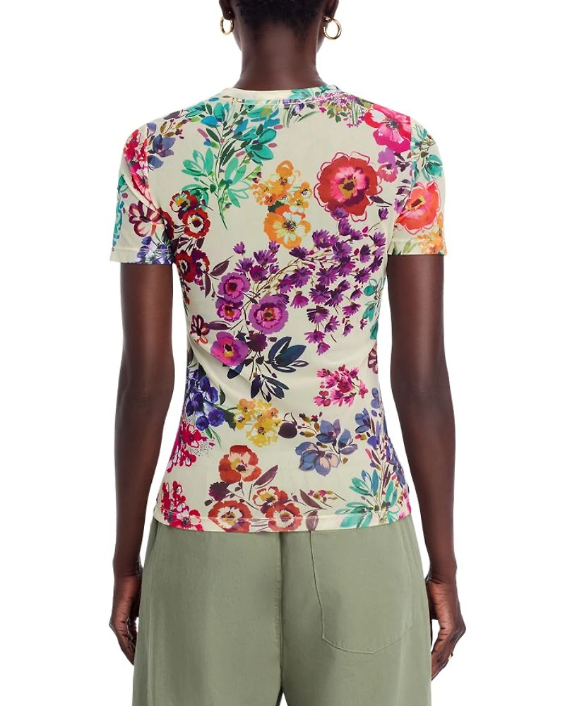 Floral Mesh Short Sleeve Tee