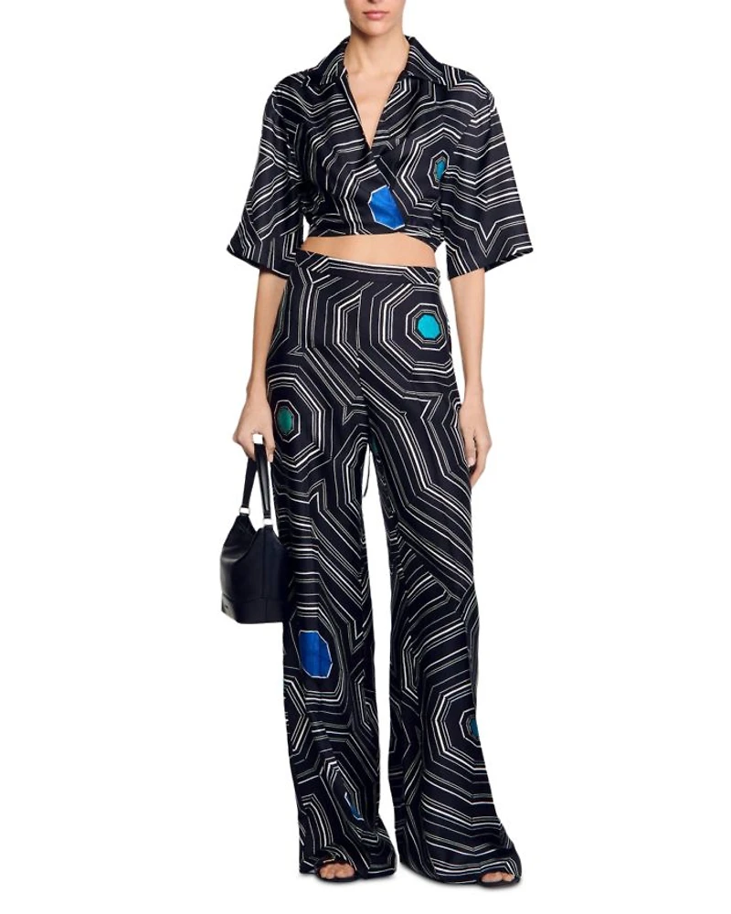 Spiral Motif Silk Shirt