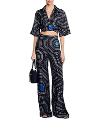 Spiral Motif Silk Shirt