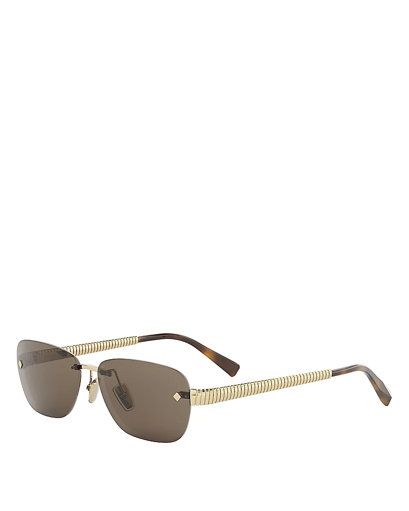Bvlgari Tubogas Gold Rectangular Sunglasses, 55mm