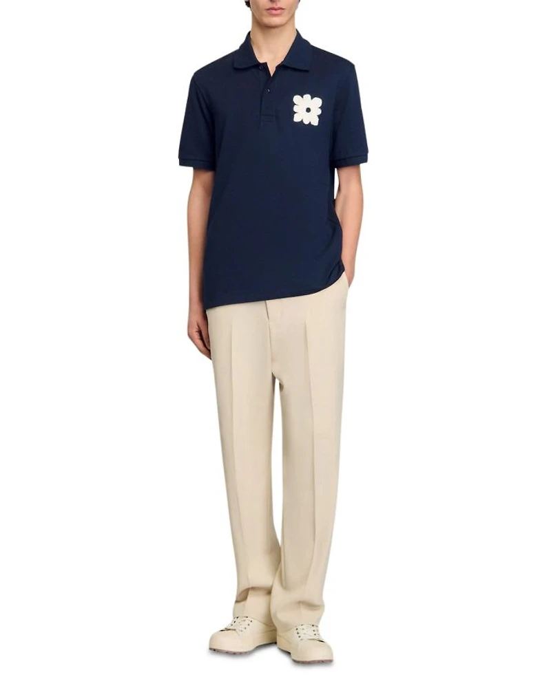 Polo Shirt With Flower Patch