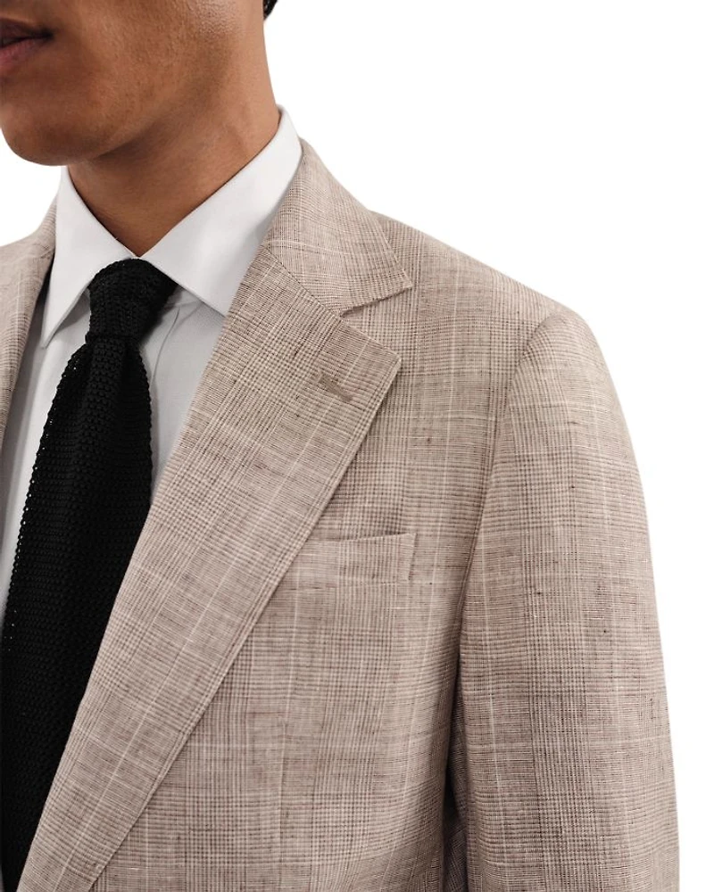 Ashton Linen Check Regular Fit Notch Lapel Blazer