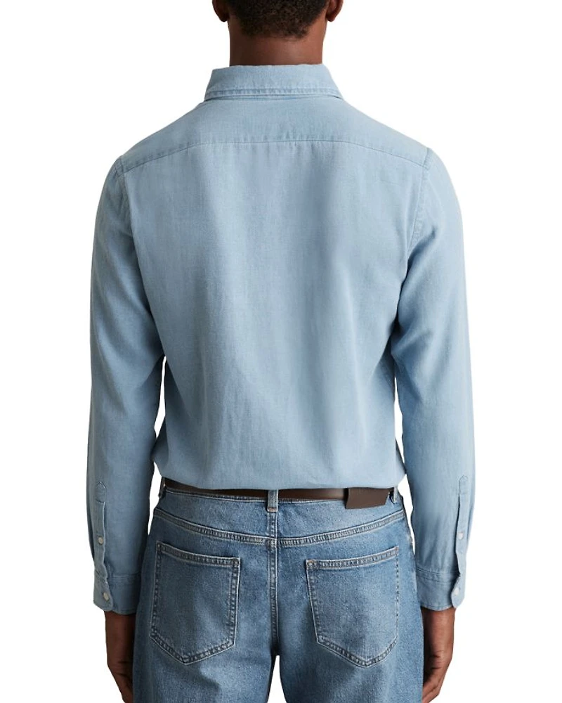 Minoa Chambray Piqué Jersey Button Down Shirt