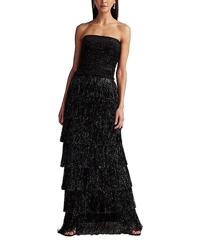 Tadashi Shoji Shania Sequin Velvet Fringe Gown