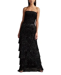Tadashi Shoji Shania Sequin Velvet Fringe Gown