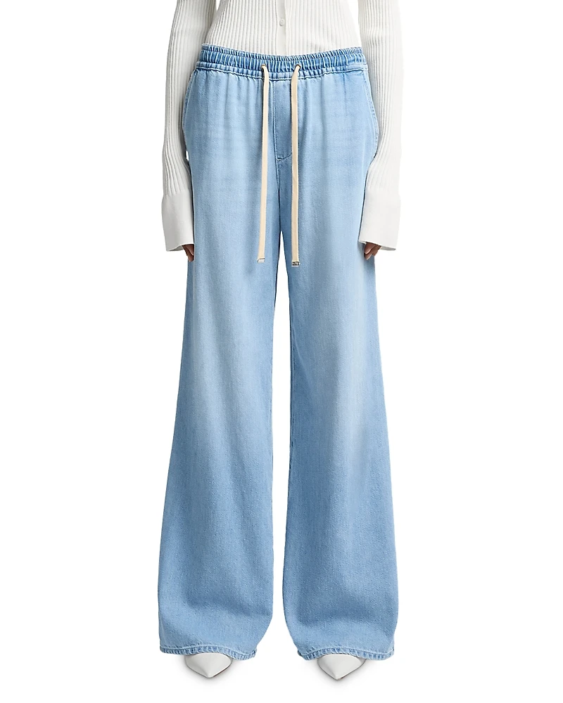 7 For All Mankind Drawstring High Rise Wide Leg Jeans