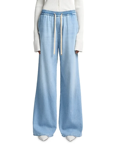 7 For All Mankind Drawstring High Rise Wide Leg Jeans