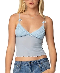 Edikted Berkley Sheer Mesh Lacey Top
