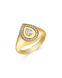 Moon & Meadow Pear Halo Lab Grown Diamond Signet Ring