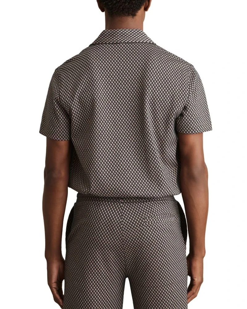 Drakes Short Sleeve Jacquard Cuban Shirt