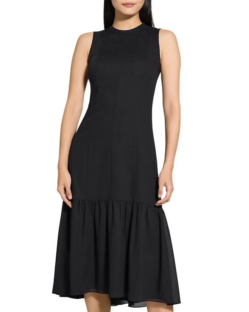 Tie Neck Tiered Midi Dress