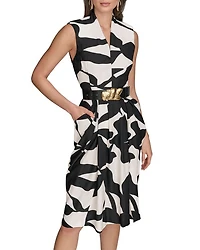 Floral Belted Sheath Dress