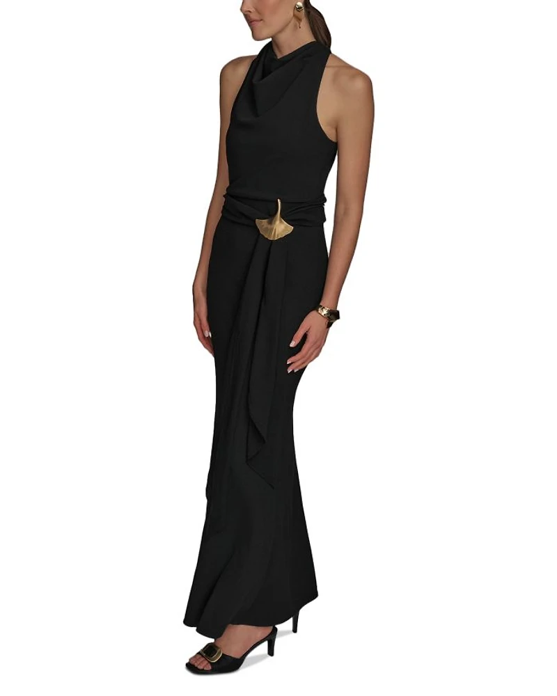 Cowlneck Sash Belt Gown