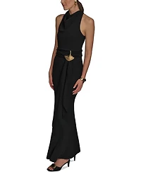 Cowlneck Sash Belt Gown