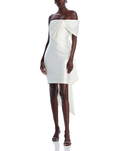 Amsale One Shoulder Bow Back Dress