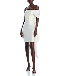 Amsale One Shoulder Bow Back Dress