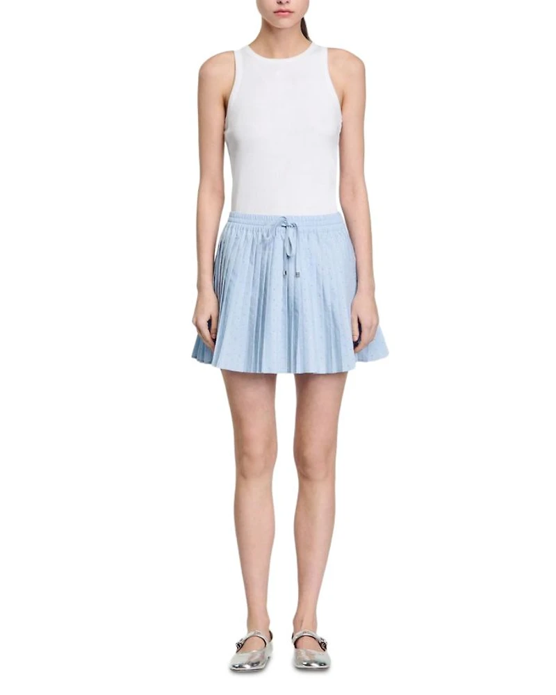 Rhinestone Pleated Mini Skirt