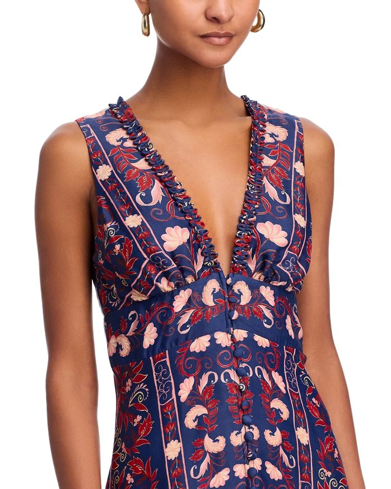 Boho Floral Scarf Midi Dress