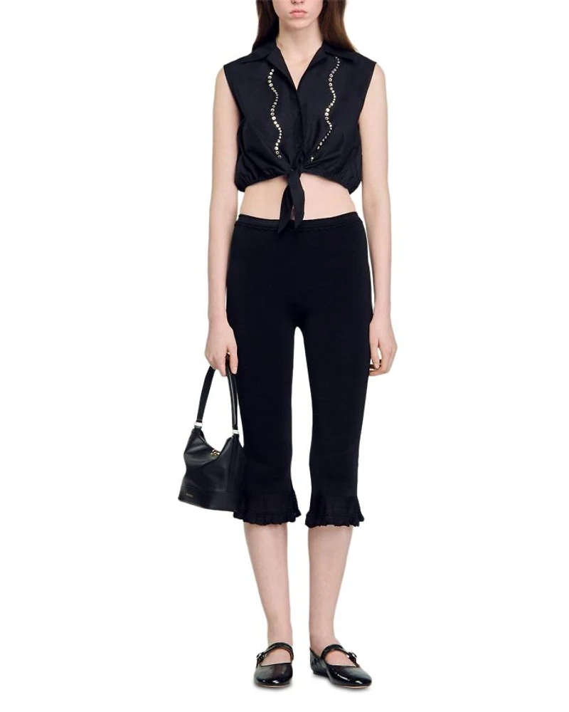 Rhinestone Cropped Shirt