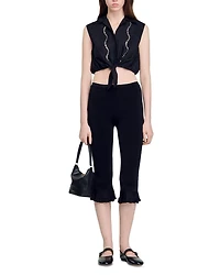 Rhinestone Cropped Shirt