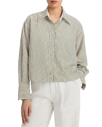 Vince Till Stripe Cropped Poplin Shirt