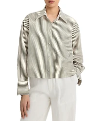 Vince Till Stripe Cropped Poplin Shirt