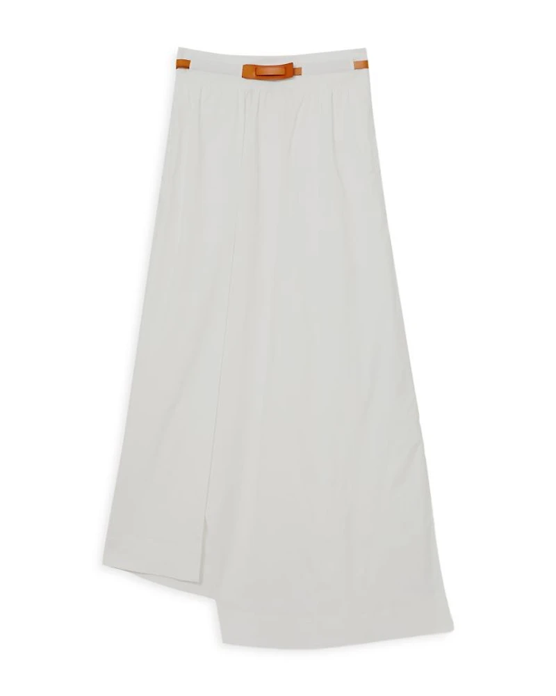 Belted Split Midi Skirt