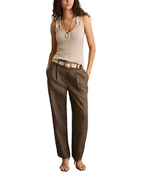 Linen Belted Tapered Leg Pants