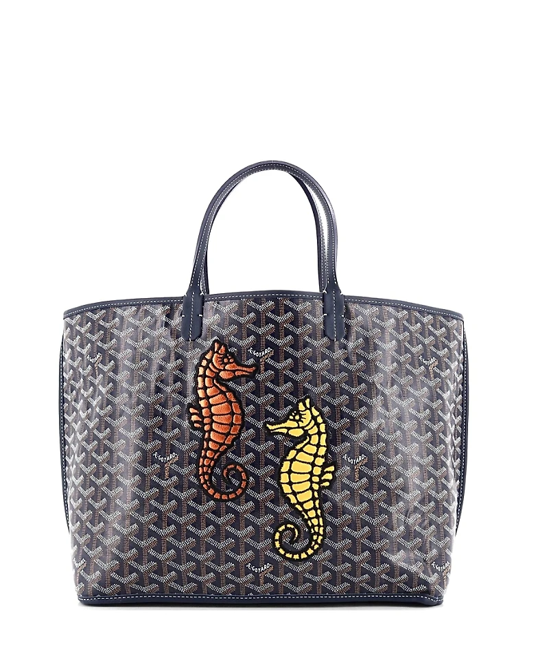 Pre-Owned Goyard Pm Anjou Reversible Tote Embroidered Coated Canvas