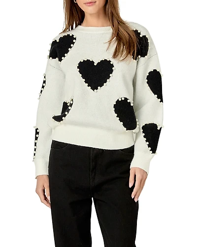 English Factory Women's Long-Sleeve Heart Sweater