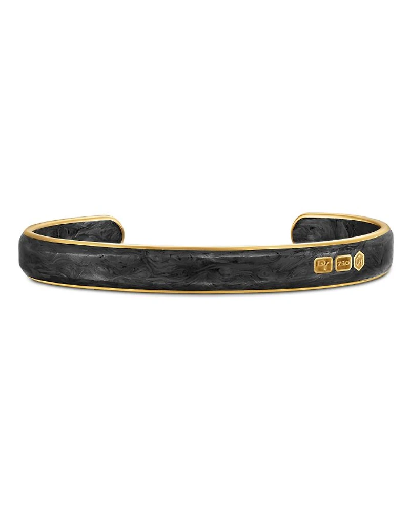 Streamline® Cuff Bracelet in 18K Yellow Gold with Forged Carbon, 9mm